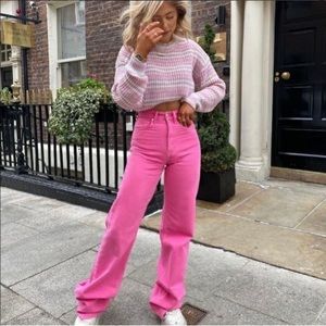Pink high rise Zara jeans